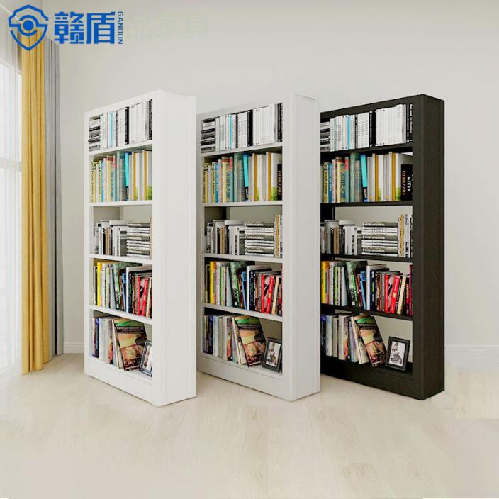 Library Furniture Magazine Rack School Wood-Metal Bookshelf Black And 